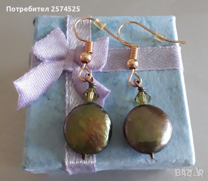 Вносни обеци с естествени перли тип "монета", снимка 1