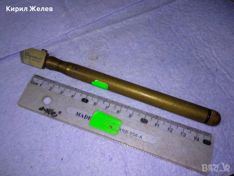 Lilberschnitt MADE in GERMANY Стар ВИНТИДЖ ЕЛМАЗ За СТЪКЛО с БРОНЗОВА ДРЪЖКА - ЛИПСВА КАМЪЧЕТО 41321, снимка 1