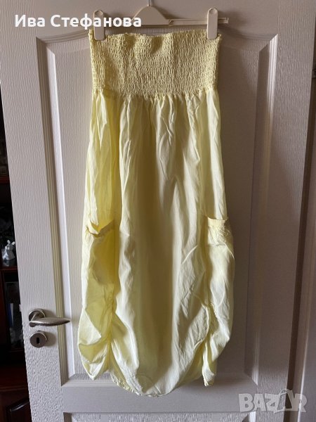 Страхотна дълга патешко жълта рокля one size размер, снимка 1