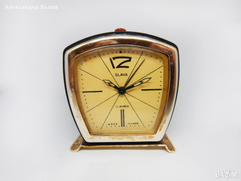 Стар Механичен Будилник Слава 11 Камъка Часовник Време, снимка 1