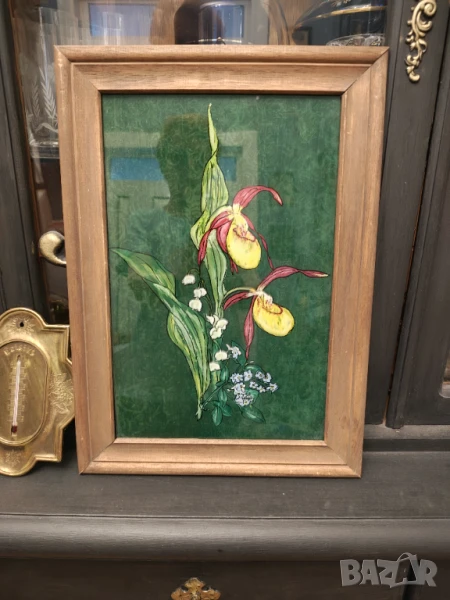 Картина върху стъкло дървена рамка, снимка 1
