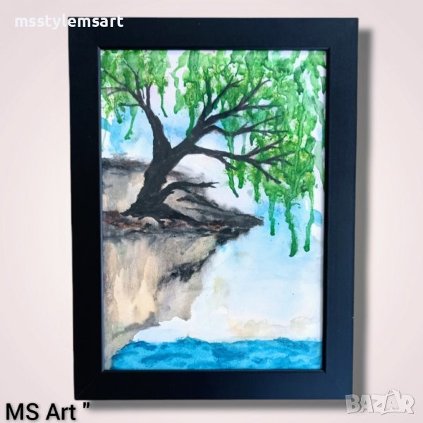 На ръба на скалата " Акварел , снимка 1