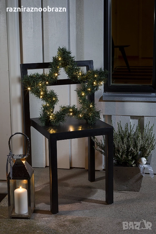 Коледна звезда от борови клонки и ЛЕД светлини , снимка 1