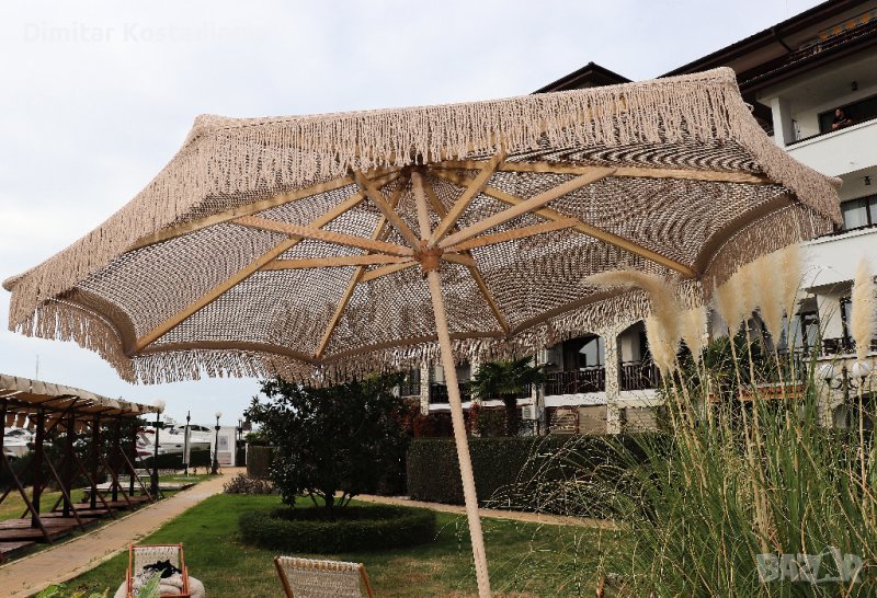 Плетени чадъри тип макраме за градина, плаж, ресторант или бийч бар, снимка 1