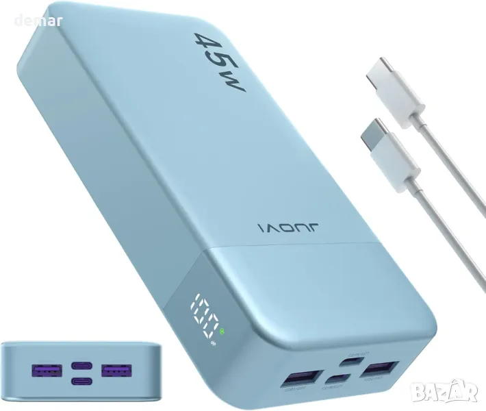 JUOVI Power Bank, 20000mAh 45W преносимо зарядно устройство, PD3.0 QC4.0, 4 порта с LED дисплей, снимка 1