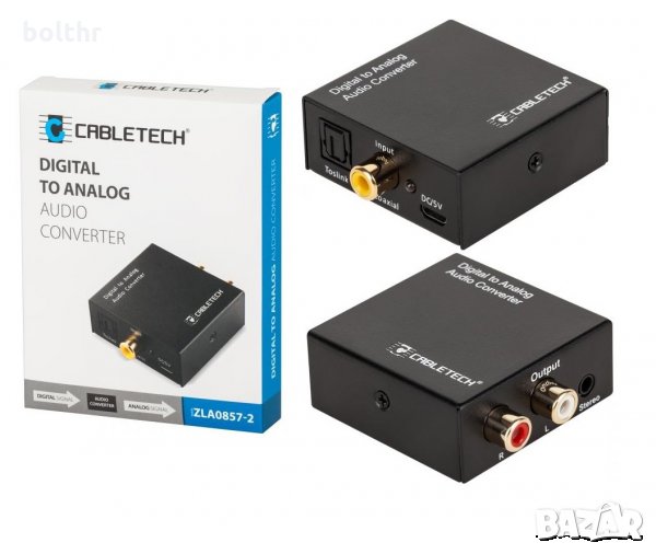 Digital Analog AUDIO конвертор TOSLINK Cabletech ZLA0857-2 - от оптичен аудио кабел към стандартен ч, снимка 1