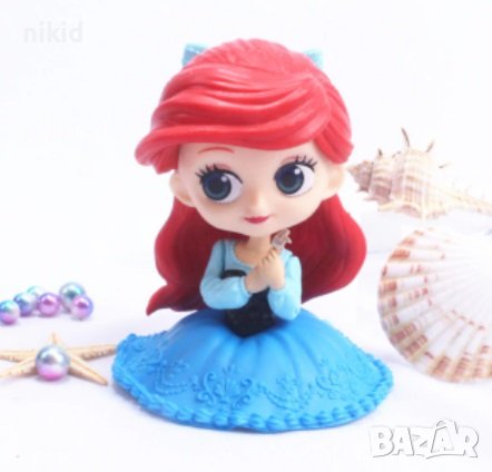 Малката Русалка Ариел седнала голяма пластмасова фигурка PVC за игра и торта топер, снимка 1