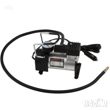 Компресор с манометър, 12V, Метален,  с 1 бутало, снимка 1