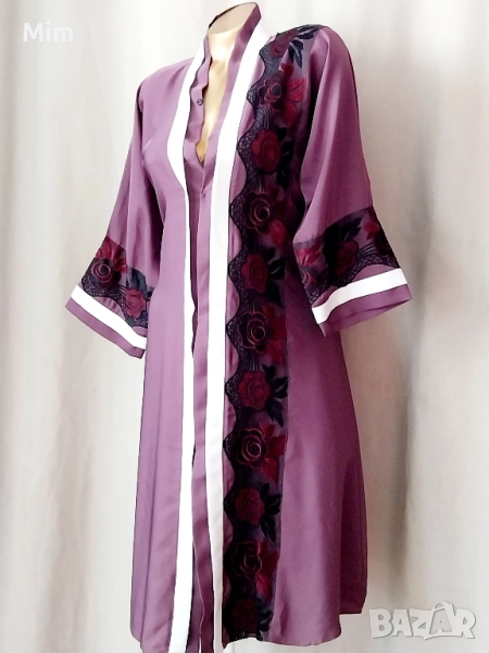 M/L Халат в лилаво с бродерия , снимка 1