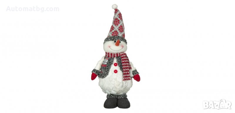 Коледна декоративна фигура, Снежен човек с карирана жилетка, Automat 61см , снимка 1