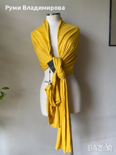 Жълт, голям шал Bitte Kai Rand от лиоцел, с етикет, снимка 1