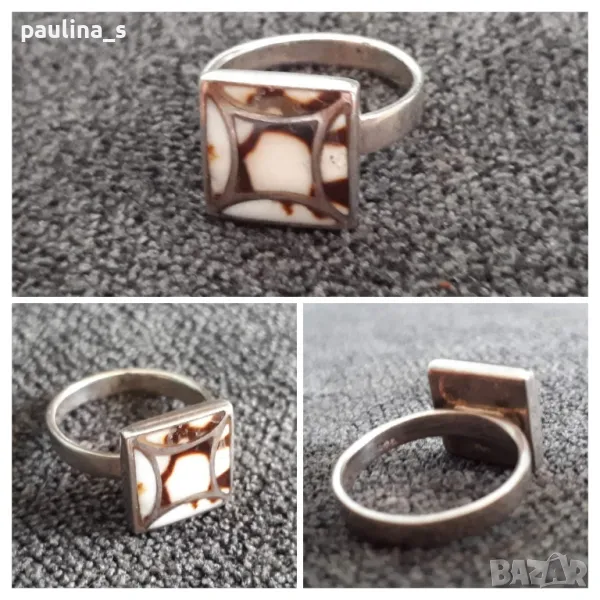 Масивен сребърен пръстен със мъхов ахат / проба 925 Житен клас , снимка 1