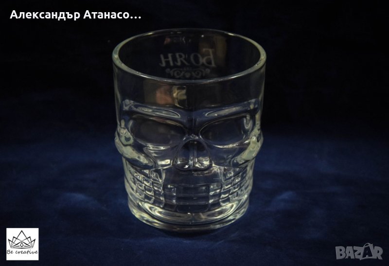 Лазерно гравирана стъклена чаша във формата на череп , снимка 1