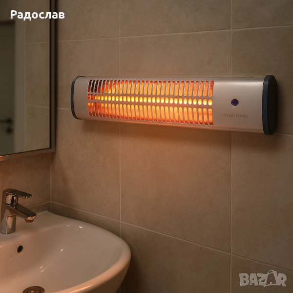 Кварцова отоплителна печка за баня Rosberg – 1200W, бял, снимка 1