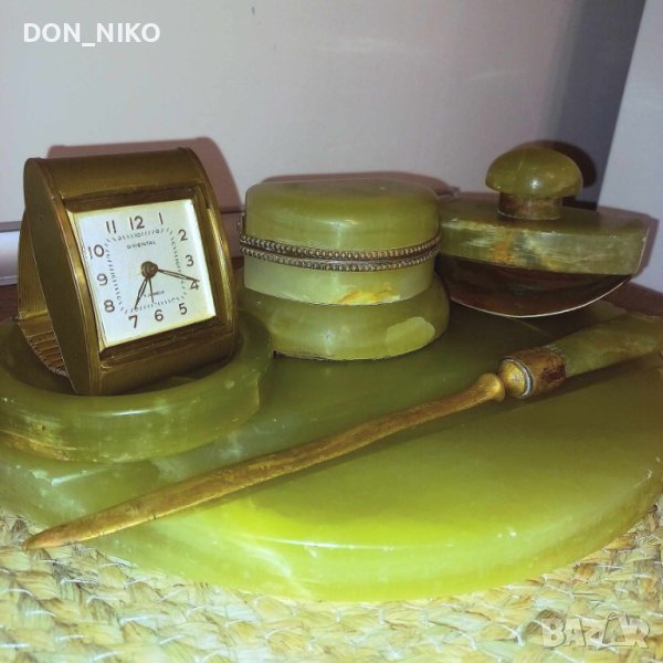 Мастилница от Зелен Оникс и Бронз, снимка 1