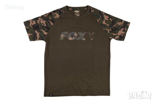 Тениска Fox Raglan T-Shirt Black & Camo, снимка 1 - Екипировка - 36708627