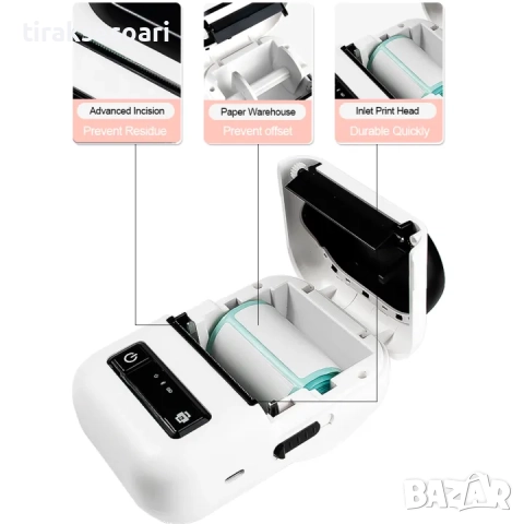Преносим Bluetooth термичен принтер Принтер за етикети цени EUR BGN, снимка 4 - Аксесоари и консумативи - 52656592