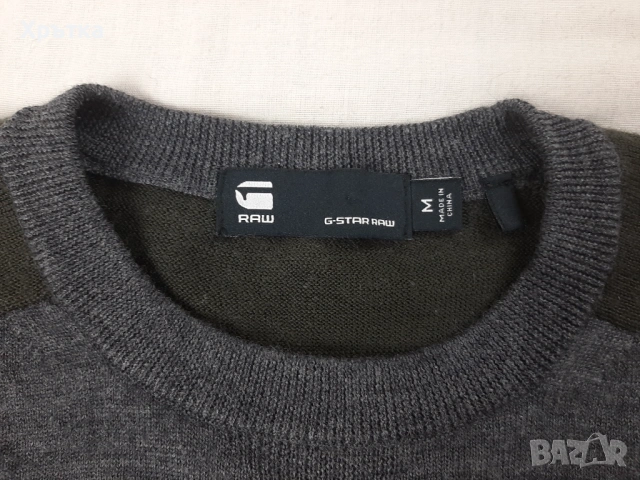 G-Star Core Block - Оригинален мъжки пуловер от вълна размер M, снимка 7 - Пуловери - 53392480
