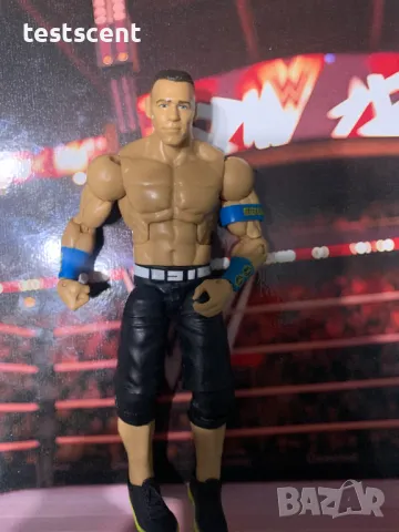 Екшън фигура WWE John Cena Джон Сина Mattel Elite Black Light Blue figure играчка, снимка 2 - Колекции - 48438298