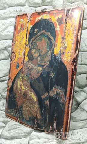 икона Богородица Владимирска/Владимирската чудотворна икона на Божията Майка 30/20 см, снимка 2 - Икони - 36824956