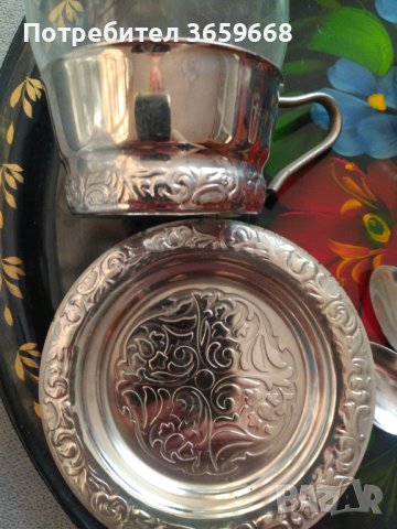 Подстакани,лъжички и поднос, снимка 9 - Сервизи - 40264840
