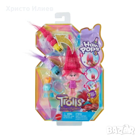 Тролче Poppy с аксесоари Trolls Мини фигурка HAIR POPS, снимка 6 - Други - 53439584