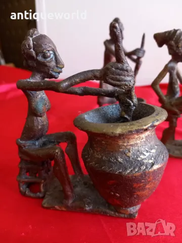 Стари Африкански Бронзови Пластики , Статуетка , Бенин, снимка 3 - Антикварни и старинни предмети - 48049387