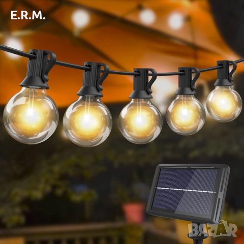 Соларни LED приказни светлини верига лед лампички украса декорация парти рожден ден 9м. 25+2 крушки