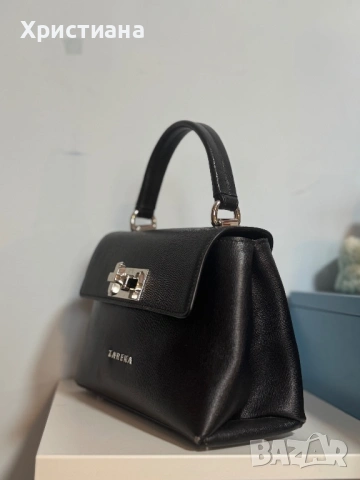 Чанта от естествена кожа на Зарена, черен цвят, снимка 3 - Чанти - 53383622