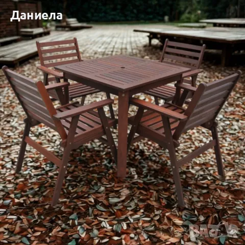 Градински комплект Tirora Muhler Meranti - 5 части, дърво