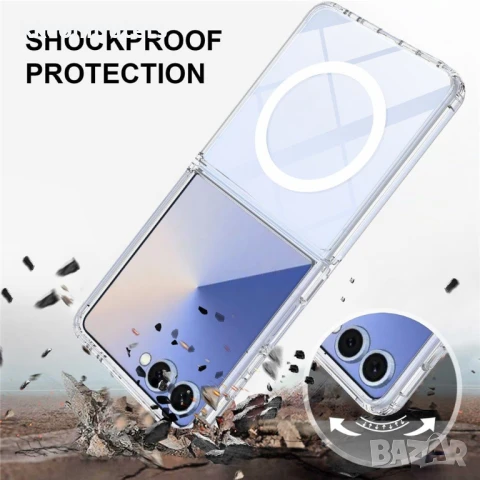 Прозрачен Калъф за Samsung Galaxy Z Flip7 5G с MagSafe Съвместимост + Скрийн Протектор, снимка 3 - Калъфи, кейсове - 51121192