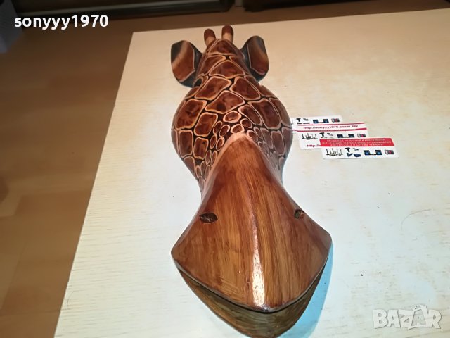маска дървена жираф 50см 3012221226, снимка 2 - Антикварни и старинни предмети - 39143374