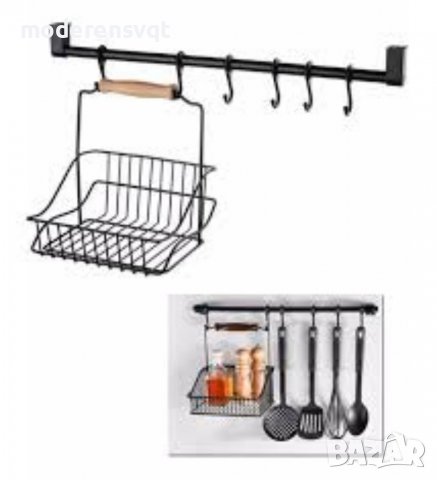 Ретро кухненски комплект със закачалка и кош, снимка 3 - Аксесоари за кухня - 37333622
