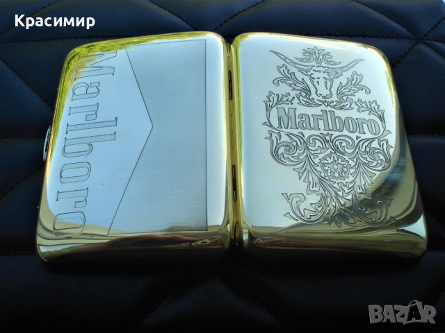МЕСИНГОВА ТАБАКЕРА ЗА ЦИГАРИ MARLBORO, снимка 3 - Други стоки за дома - 43761738