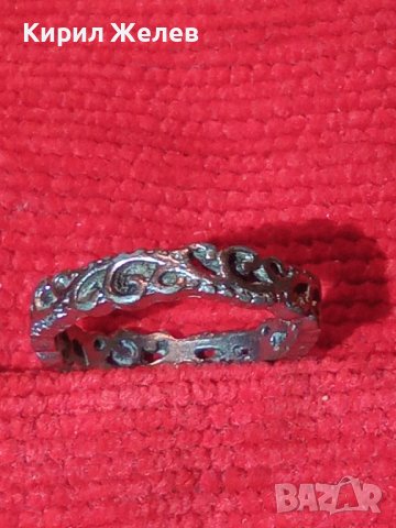 СТАР МЕДЕН ПОСРЕБРЕН АЖУРЕН РЕТРО ПРЪСТЕН Тип ХАЛКА 35021, снимка 4 - Антикварни и старинни предмети - 39633627