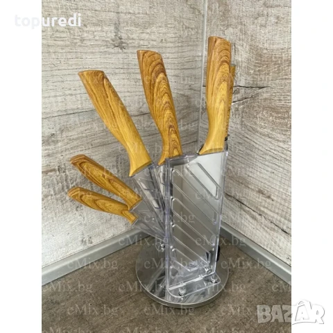 Комплект ножове 8 части на поставка, снимка 5 - Аксесоари за кухня - 50713510