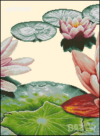 гоблен-триптих "ВОДНИ ЛИЛИИ" Д46; размери /63*27/см.; 30 цвята; 69 лв, снимка 3 - Гоблени - 28294067