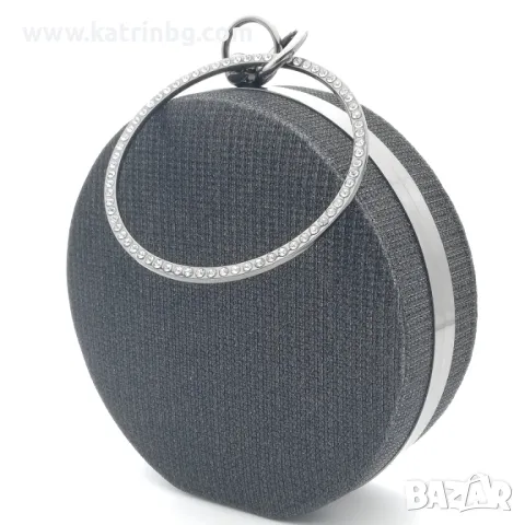 Официална чанта клъч, малка, кръгла, черна, твърда, снимка 2 - Чанти - 48906534