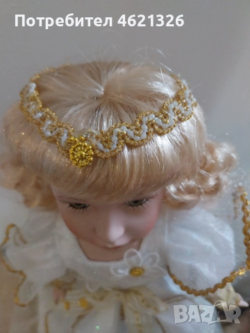 Винтидж колекционерска немска порцеланова кукла принцеса в кралска рокля като нова, снимка 10 - Декорация за дома - 52044240