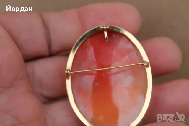 Изящна брошка с камея и златен обков, снимка 6 - Други стоки за дома - 49753837