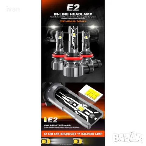 Комплект от 2 автомобилни led крушки H7, 6000k (бяла светлина), 15000LM, 100W DC 9-32V, canbus

, снимка 8 - Аксесоари и консумативи - 49931683