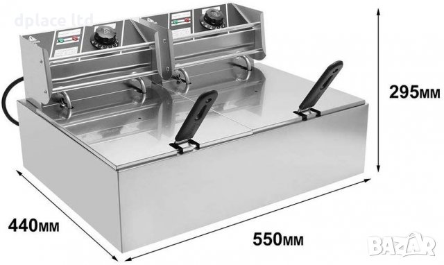 Професионален фритюрник електрически двоен 2х5,5литра чисто нов, снимка 3 - Обзавеждане на кухня - 26884176