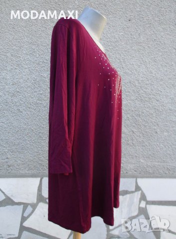 3XL Новa  блуза бордо с кристали , снимка 4 - Блузи с дълъг ръкав и пуловери - 40089563