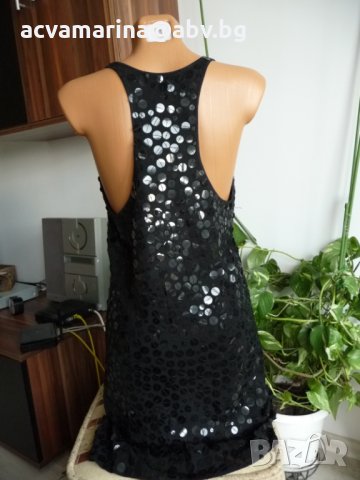 Черна рокля с пайети, снимка 2 - Рокли - 32762614