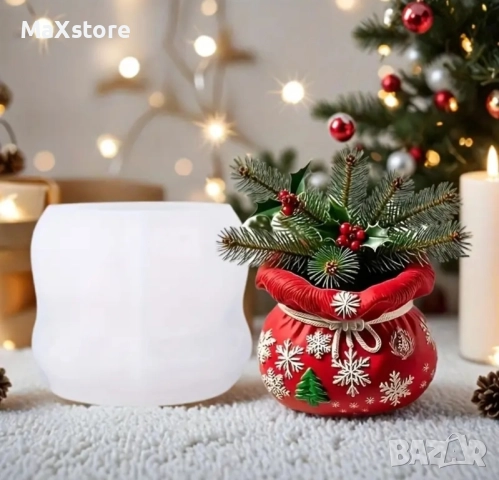 3D Коледна чанта молд кашпа, снимка 2 - Форми - 52131988