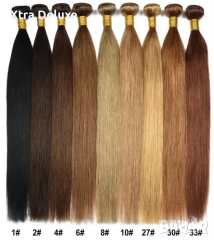 100% естествена коса за удължаване/екстеншъни - кестеняво/светло кафяво, снимка 3 - Аксесоари за коса - 47694171