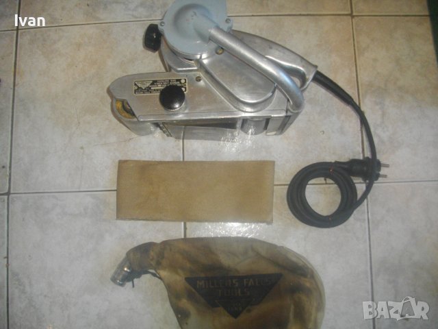 Made in USA-Голям Масивен Лентов Шлайф-MILLER  FALLS-7,0кг/3,7А/100мм-Алумин/Стомана-Отличен/Торба, снимка 8 - Други инструменти - 43486229