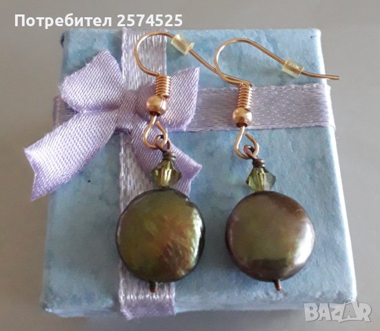 Вносни обеци с естествени перли тип "монета"