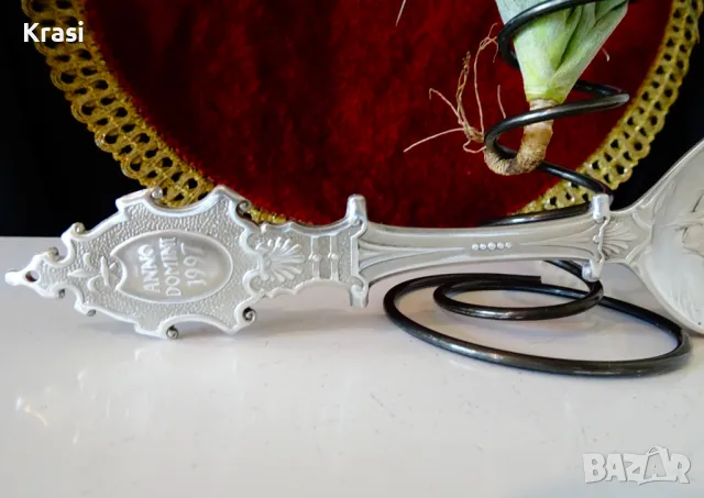 Лъжица от калай 97 г.,замък,калаена сватба. , снимка 6 - Антикварни и старинни предмети - 49664662