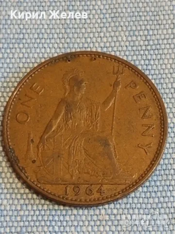 Стара монета 1 пени 1964г. Англия Кралица Елизабет втора за КОЛЕКЦИЯ 28489, снимка 2 - Нумизматика и бонистика - 48626190